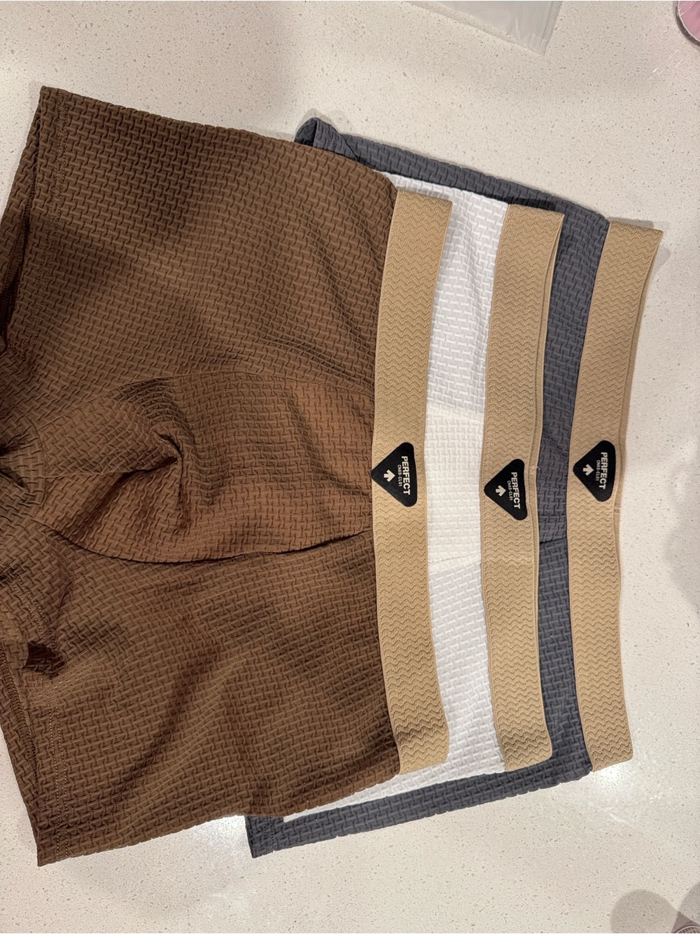 Men's Waffle Knit Stretch Shorts - Brown, White, Gray